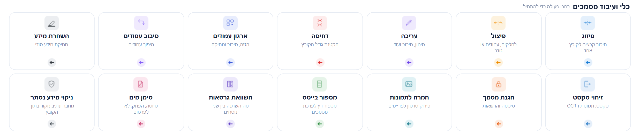 ארגז הכלים של אסופה: מיזוג, פיצול, עריכה, דחיסה, השחרת מידע ועוד